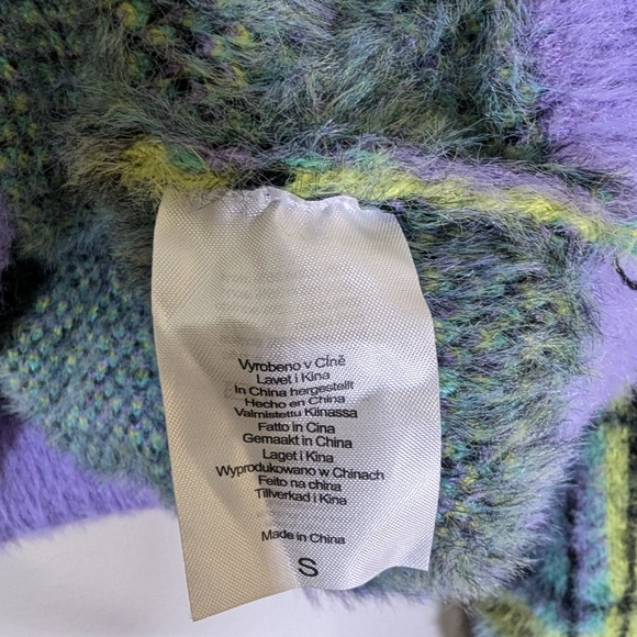 Ragged Jeans Priest Checkered Eyelash Knit Cardigan/Jacket Size Small - Picture 7 of 8